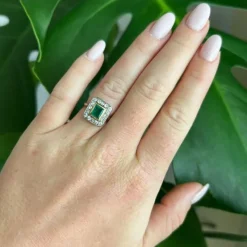 Pamono Gold Emerald and Diamond Ring><noscript><img width=