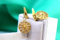 Pamono Gold Filigree Cufflinks with Reliefs and Circular Shape, Set of 2> Cufflinks
