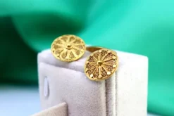Pamono Gold Filigree Cufflinks with Reliefs and Circular Shape, Set of 2> Cufflinks