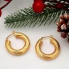 Outlet Pamono Gold Hoops with Reliefs and Friezes, Set of 2