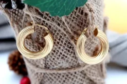 Outlet Pamono Gold Hoops with Reliefs and Friezes, Set of 2