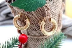 Outlet Pamono Gold Hoops with Reliefs and Friezes, Set of 2