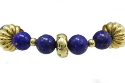 Pamono Gold Link Bracelet with Lapis><noscript><img width=