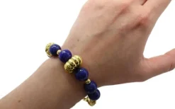 Pamono Gold Link Bracelet with Lapis><noscript><img width=