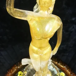 Pamono Gold Orange Murano Glass Fountain with Lighting and Water, Italy, 1970s> Garden Accessories