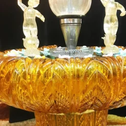 Pamono Gold Orange Murano Glass Fountain with Lighting and Water, Italy, 1970s><noscript><img width=
