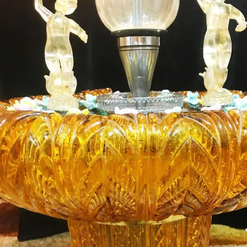 Pamono Gold Orange Murano Glass Fountain with Lighting and Water, Italy, 1970s> Garden Accessories