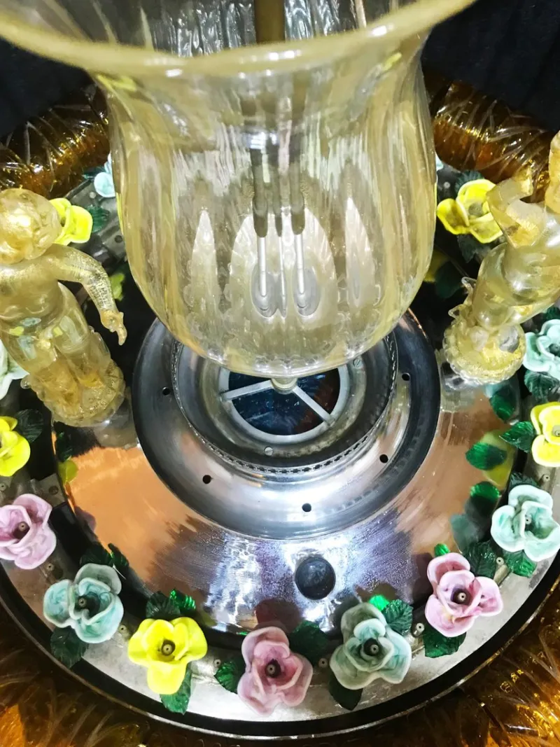 Pamono Gold Orange Murano Glass Fountain with Lighting and Water, Italy, 1970s> Garden Accessories