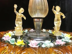 Pamono Gold Orange Murano Glass Fountain with Lighting and Water, Italy, 1970s><noscript><img width=
