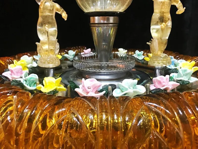 Pamono Gold Orange Murano Glass Fountain with Lighting and Water, Italy, 1970s> Garden Accessories