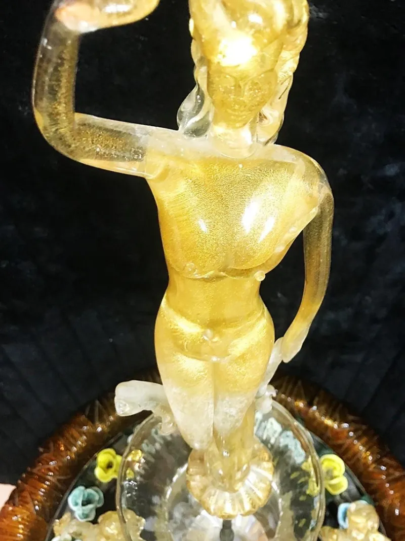 Pamono Gold Orange Murano Glass Fountain with Lighting and Water, Italy, 1970s> Garden Accessories