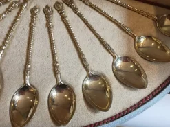 Pamono Gold Plated Silver Coffee Spoons, Set of 13><noscript><img width=