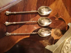 Pamono Gold Plated Silver Coffee Spoons, Set of 13><noscript><img width=