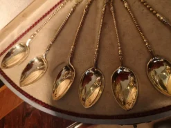 Pamono Gold Plated Silver Coffee Spoons, Set of 13><noscript><img width=