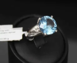Pamono Gold Ring with Diamonds and Synthetic Spinel, 2000s><noscript><img width=