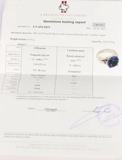 Pamono Gold Ring with Diamonds and Synthetic Spinel, 2000s><noscript><img width=