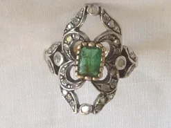 Pamono Gold Ring with Emerald, 1890s> Rings