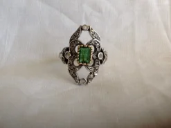 Pamono Gold Ring with Emerald, 1890s><noscript><img width=