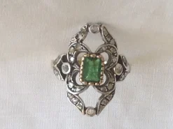 Pamono Gold Ring with Emerald, 1890s><noscript><img width=
