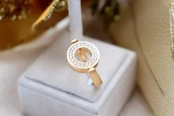 Sale Pamono Gold Ring with Rotating Double Face with Diamonds