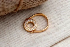 Sale Pamono Gold Ring with Rotating Double Face with Diamonds