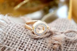 Sale Pamono Gold Ring with Rotating Double Face with Diamonds
