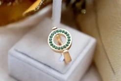 Sale Pamono Gold Ring with Rotating Double Face with Diamonds