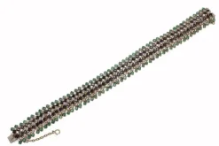 Pamono Gold Strands Bracelet with Emerald and Sapphire and Diamonds><noscript><img width=