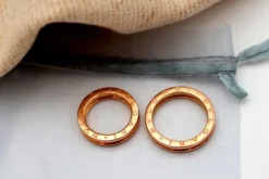 Pamono Gold Wedding Rings with Engravings and Double Strip, Set of 2> Rings