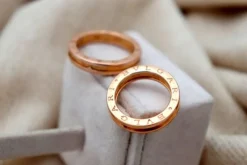 Pamono Gold Wedding Rings with Engravings and Double Strip, Set of 2><noscript><img width=