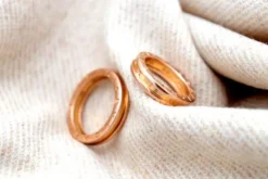 Pamono Gold Wedding Rings with Engravings and Double Strip, Set of 2><noscript><img width=