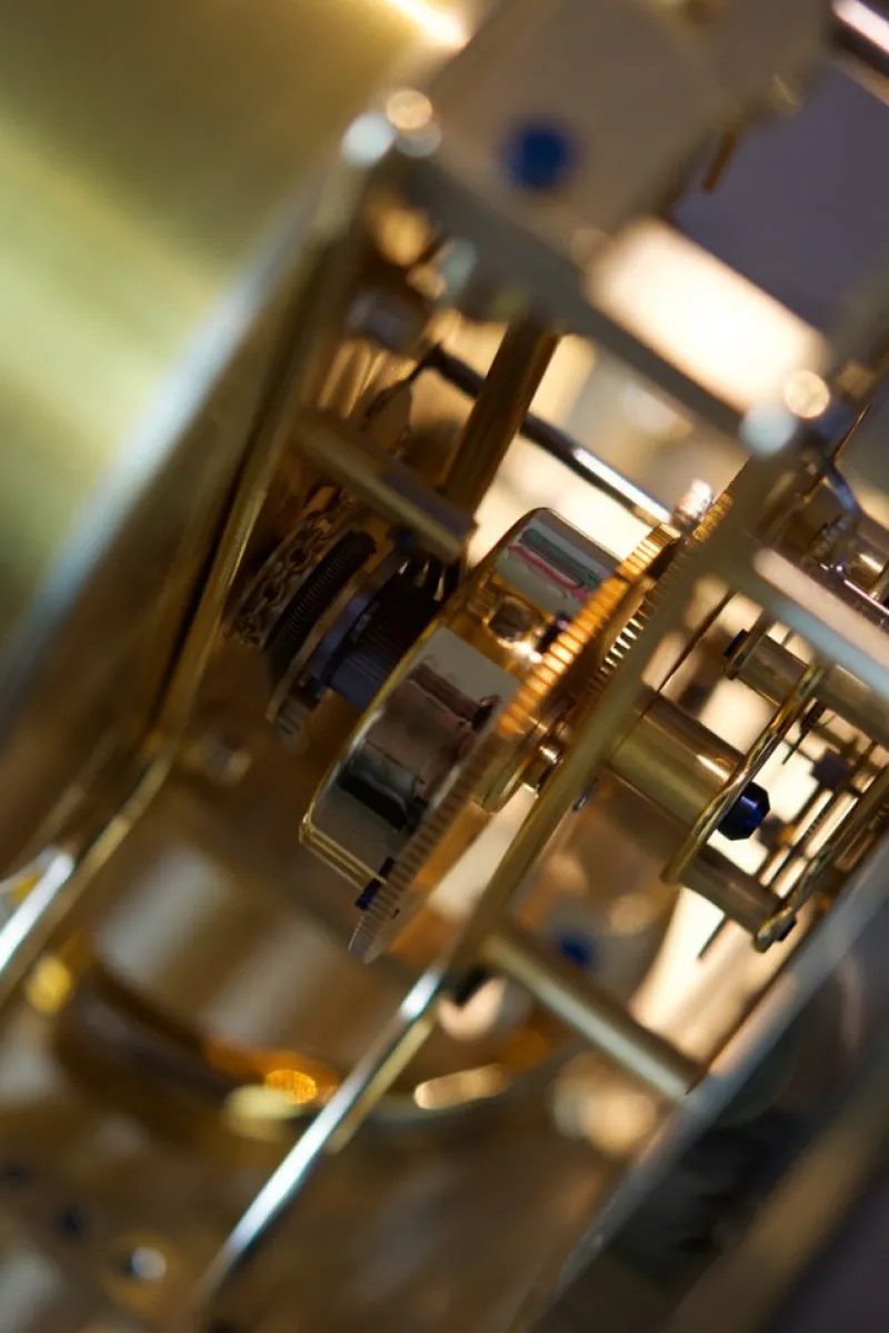 Pamono Golden Brass Türler Clock from Jaeger-LeCoultre> Clocks