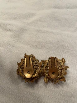 Pamono Gold-Plated Earrings by Miriam Haskell, 1960s, Set of 2><noscript><img width=