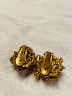 Pamono Gold-Plated Earrings by Miriam Haskell, 1960s, Set of 2><noscript><img width=