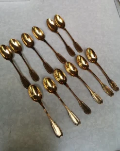 New Pamono Gold-Plated Sterling Silver Coffee Spoons from Christofle, France, Set of 12