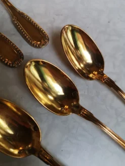 New Pamono Gold-Plated Sterling Silver Coffee Spoons from Christofle, France, Set of 12