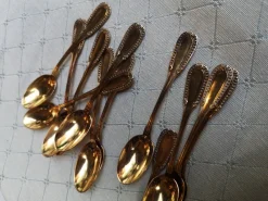 New Pamono Gold-Plated Sterling Silver Coffee Spoons from Christofle, France, Set of 12