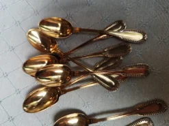 New Pamono Gold-Plated Sterling Silver Coffee Spoons from Christofle, France, Set of 12
