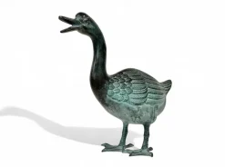 Hot Pamono Goose Sculpture, 1920s-1940s, Green-Patinated Bronze