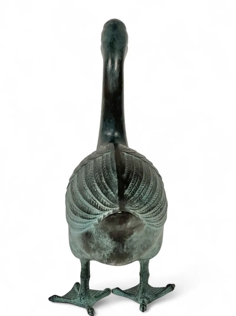 Hot Pamono Goose Sculpture, 1920s-1940s, Green-Patinated Bronze