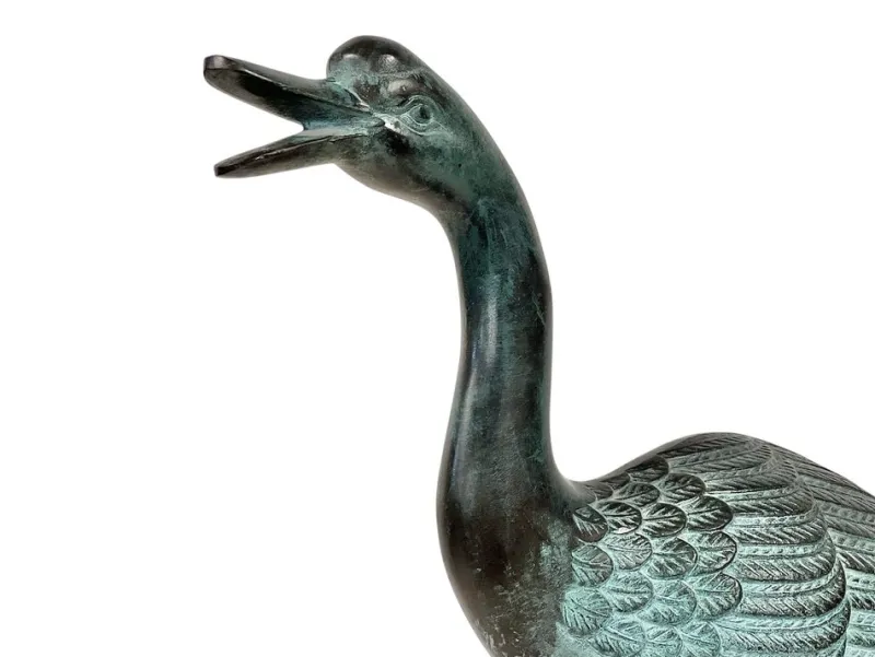 Hot Pamono Goose Sculpture, 1920s-1940s, Green-Patinated Bronze
