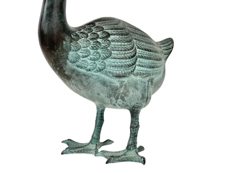 Hot Pamono Goose Sculpture, 1920s-1940s, Green-Patinated Bronze