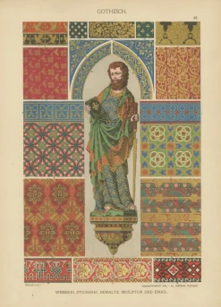 Hot Pamono Gothic Artwork from Ornamentenschatz, 1887, Paper, Set of 6