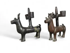 Pamono Gothic Bronze Candlesticks, Germany, 1380s, Set of 2><noscript><img width=