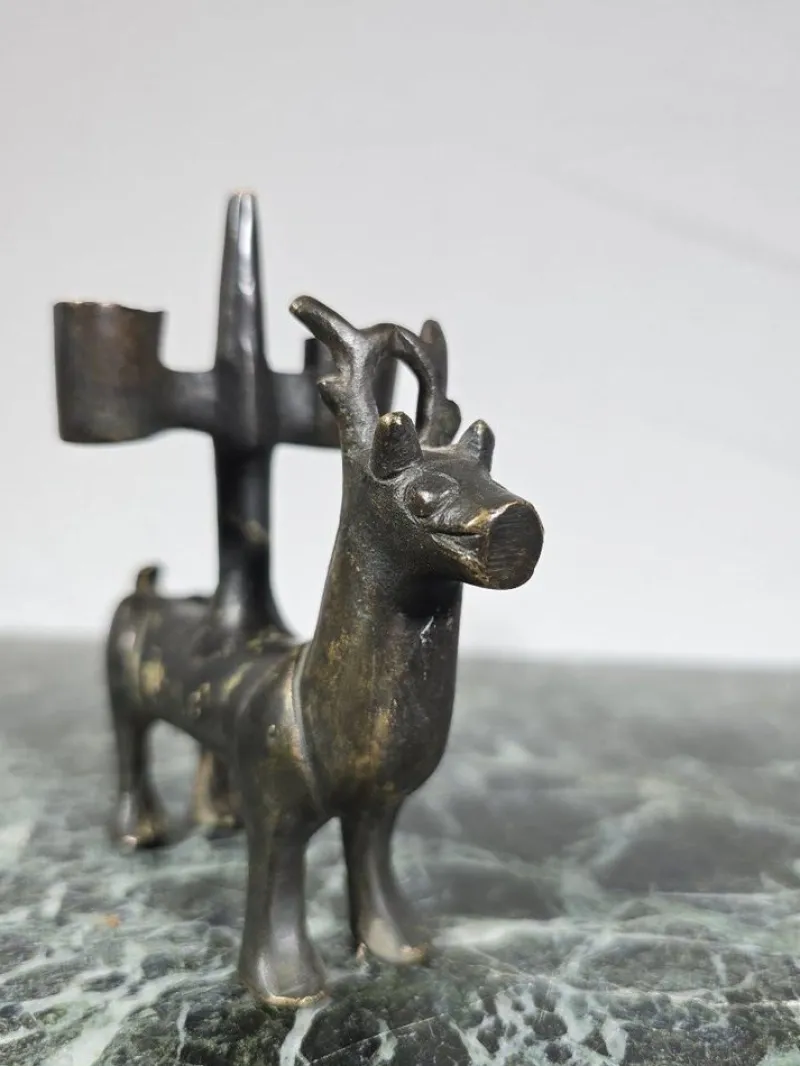Pamono Gothic Bronze Candlesticks, Germany, 1380s, Set of 2> Candleholders