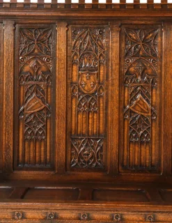 Online Pamono Gothic Revival Oak High Back Hall Bench, 1900s
