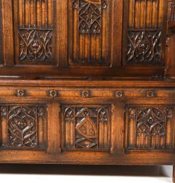 Online Pamono Gothic Revival Oak High Back Hall Bench, 1900s