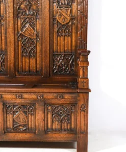 Online Pamono Gothic Revival Oak High Back Hall Bench, 1900s