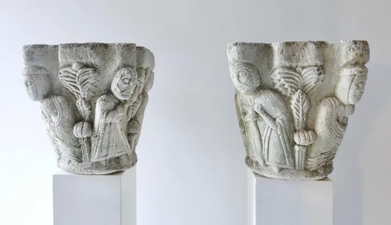 Pamono Gothic Revival Stone Planters, UK, 1940s, Set of 2> Planters And Jardiniere