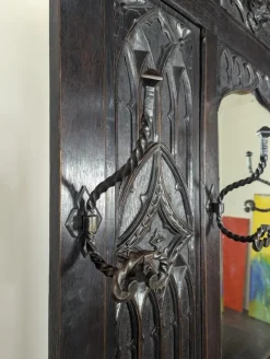 Pamono Gothic Style Oak Coat Rack><noscript><img width=